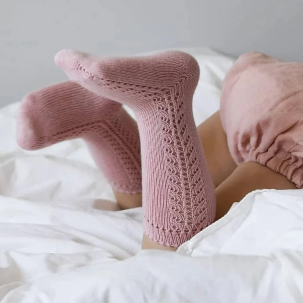 Baby Girl Blush Pink Knit Knee High Socks Vintage Style Holiday Dress Accessory